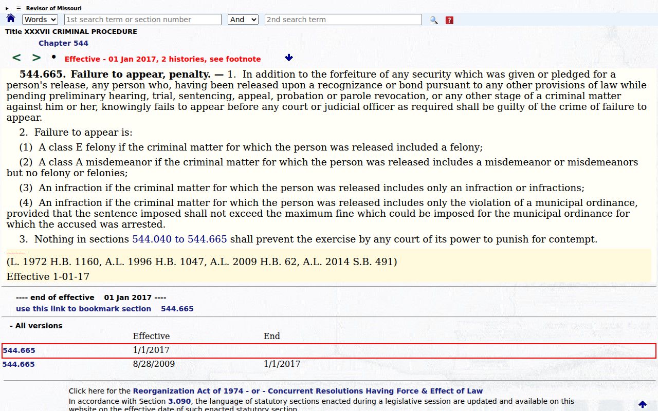 Shannon County outstanding warrant failure-to-appear statute